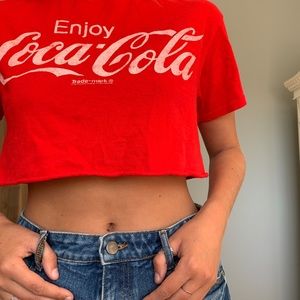 urban outfitters cropped coca-cola shirt